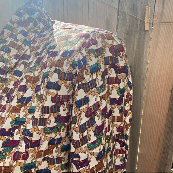 Vintage horse print 100% button down shirt size EU 36 size 6 US - Picture 11 of 11